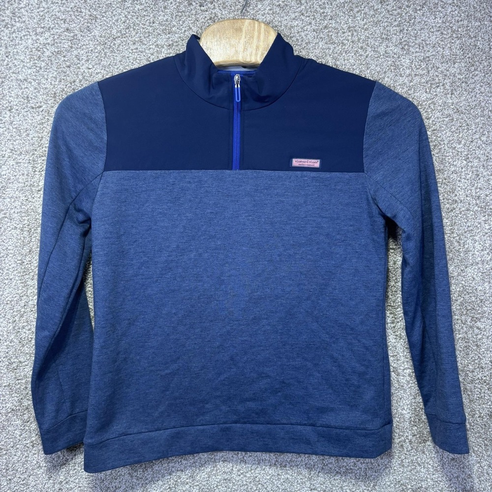 Vineyard Vines Performance Pullover Mens XL Blue 1/4 Zip Long Sleeve Colorblock